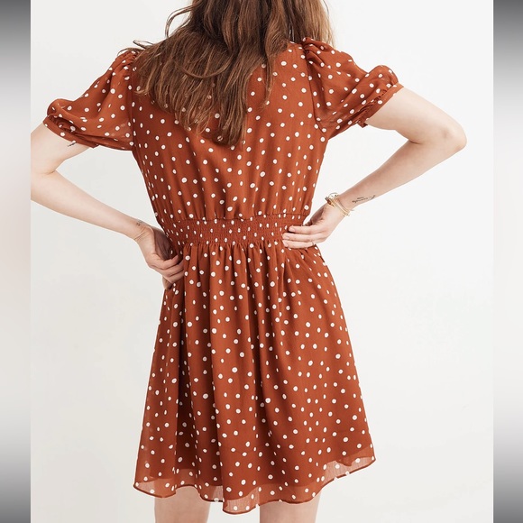 Madewell Smocked-Waist Mini Dress in Inkspot Dots size small - Picture 8 of 11